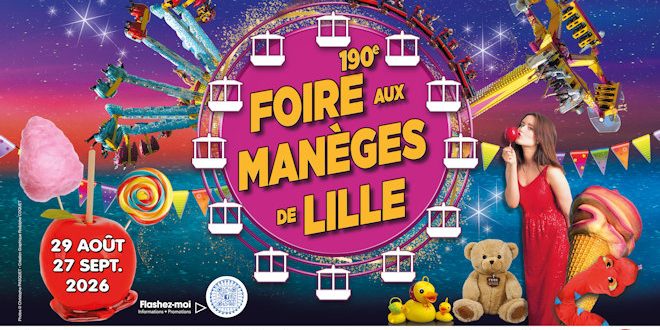 La Foire aux Manèges de Lille aura lieu du 29 août au 27 septembre 2026
